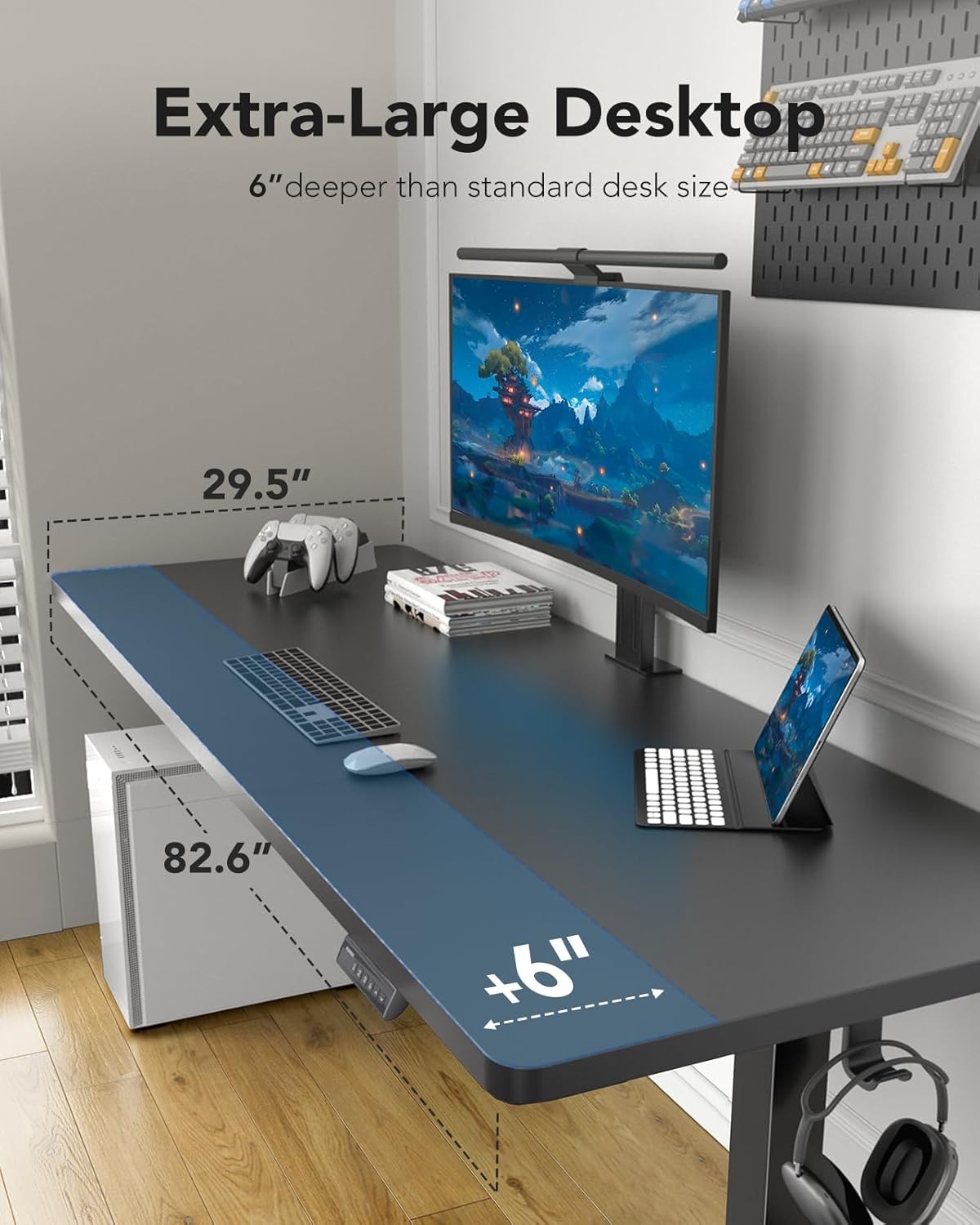 image:imageHUANUO 59x30 Inch 3Stage Legs Electric Standing Desk Large Height Adjustable Office Desk with Brushless Motor Stand Up Desk with 4 Memory Presets amp 2 Hooks Computer Desk for Home Office BlackBlack