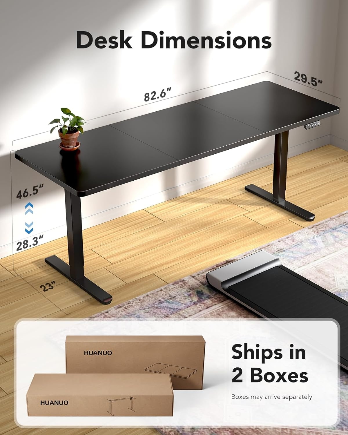 image:imageHUANUO 59x30 Inch 3Stage Legs Electric Standing Desk Large Height Adjustable Office Desk with Brushless Motor Stand Up Desk with 4 Memory Presets amp 2 Hooks Computer Desk for Home Office BlackBlack