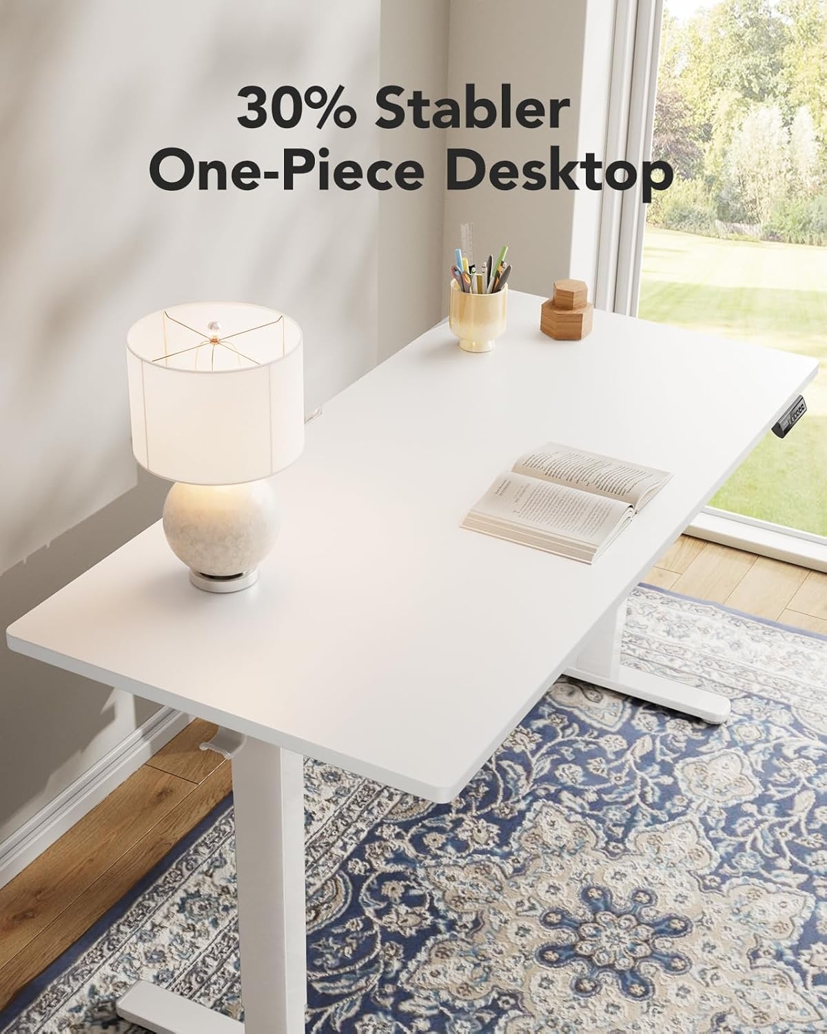 image:imageHUANUO Electric Standing Desk Whole Piece Desktop Adjustable Height Computer Desk 4 Height Memory Settings Sit Stand Up Desk for Home Office 40 x 24 BlackWhite