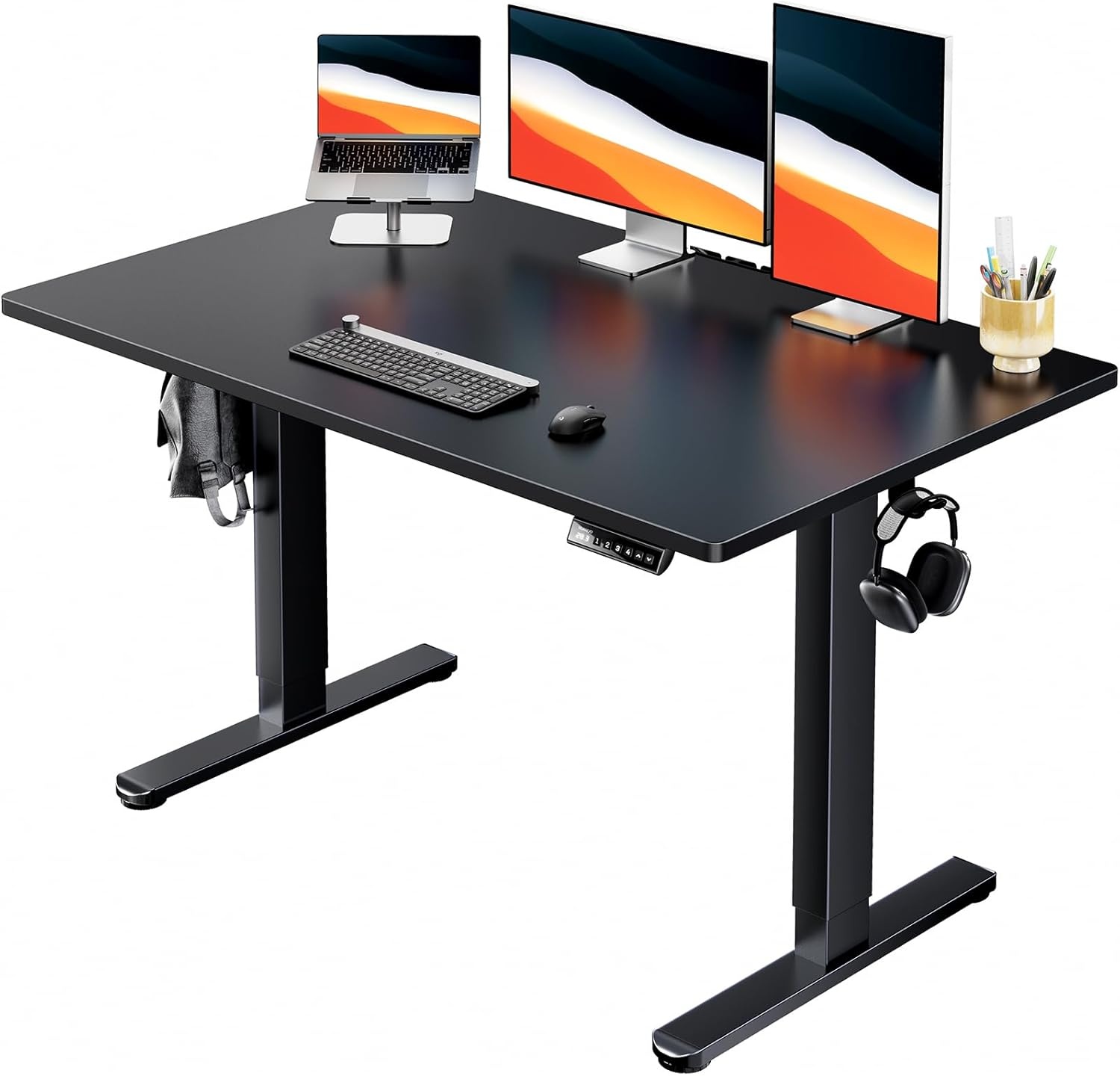image:imageHUANUO Electric Standing Desk Whole Piece Desktop Adjustable Height Computer Desk 4 Height Memory Settings Sit Stand Up Desk for Home Office 40 x 24 BlackBlack