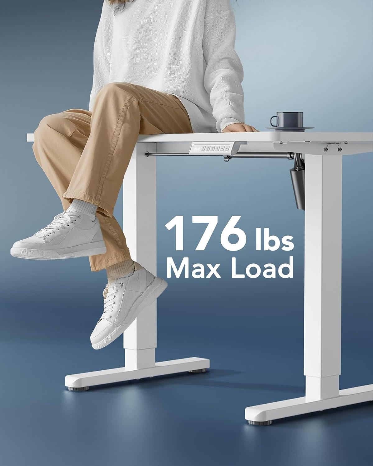 image:imageHUANUO Electric Standing Desk Whole Piece Desktop Adjustable Height Computer Desk 4 Height Memory Settings Sit Stand Up Desk for Home Office 40 x 24 BlackWhite