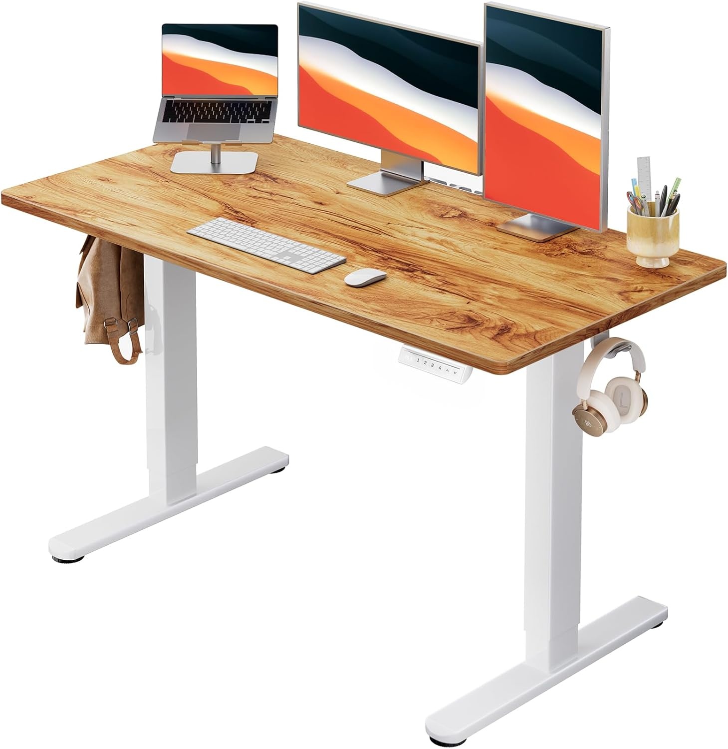 image:imageHUANUO Electric Standing Desk Whole Piece Desktop Adjustable Height Computer Desk 4 Height Memory Settings Sit Stand Up Desk for Home Office 40 x 24 BlackLight Vintage