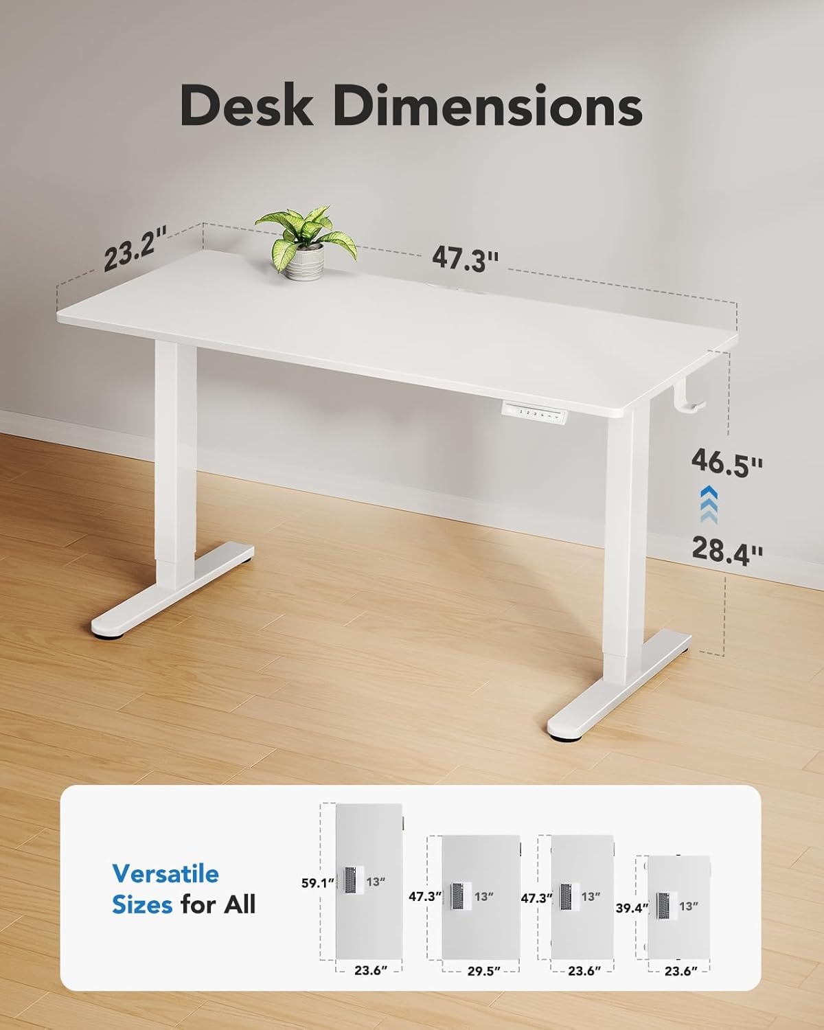 image:imageHUANUO Electric Standing Desk Whole Piece Desktop Adjustable Height Computer Desk 4 Height Memory Settings Sit Stand Up Desk for Home Office 40 x 24 BlackWhite