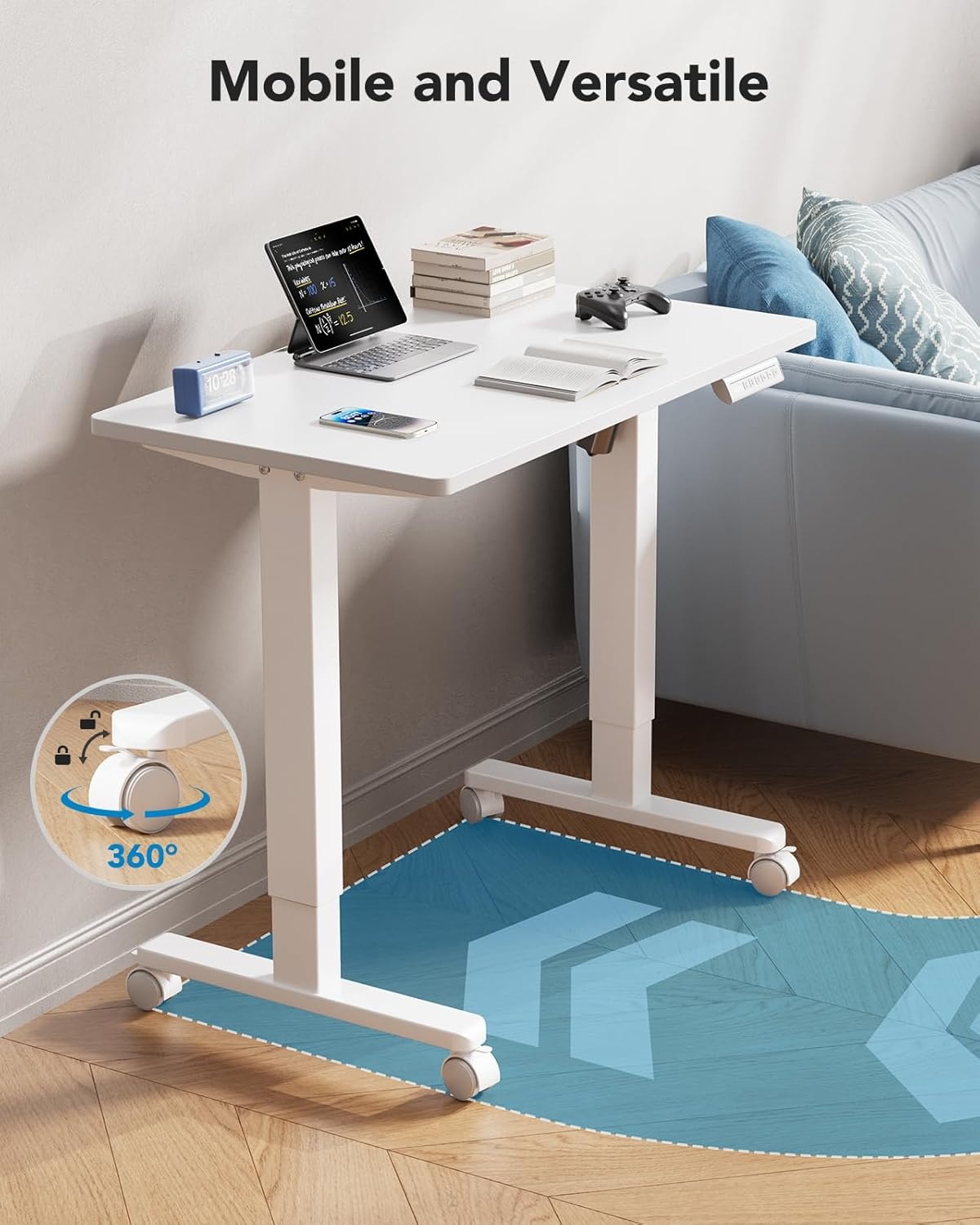 image:imageHUANUO Electric Standing Desk Whole Piece Desktop Adjustable Height Computer Desk 4 Height Memory Settings Sit Stand Up Desk for Home Office 40 x 24 BlackWhite