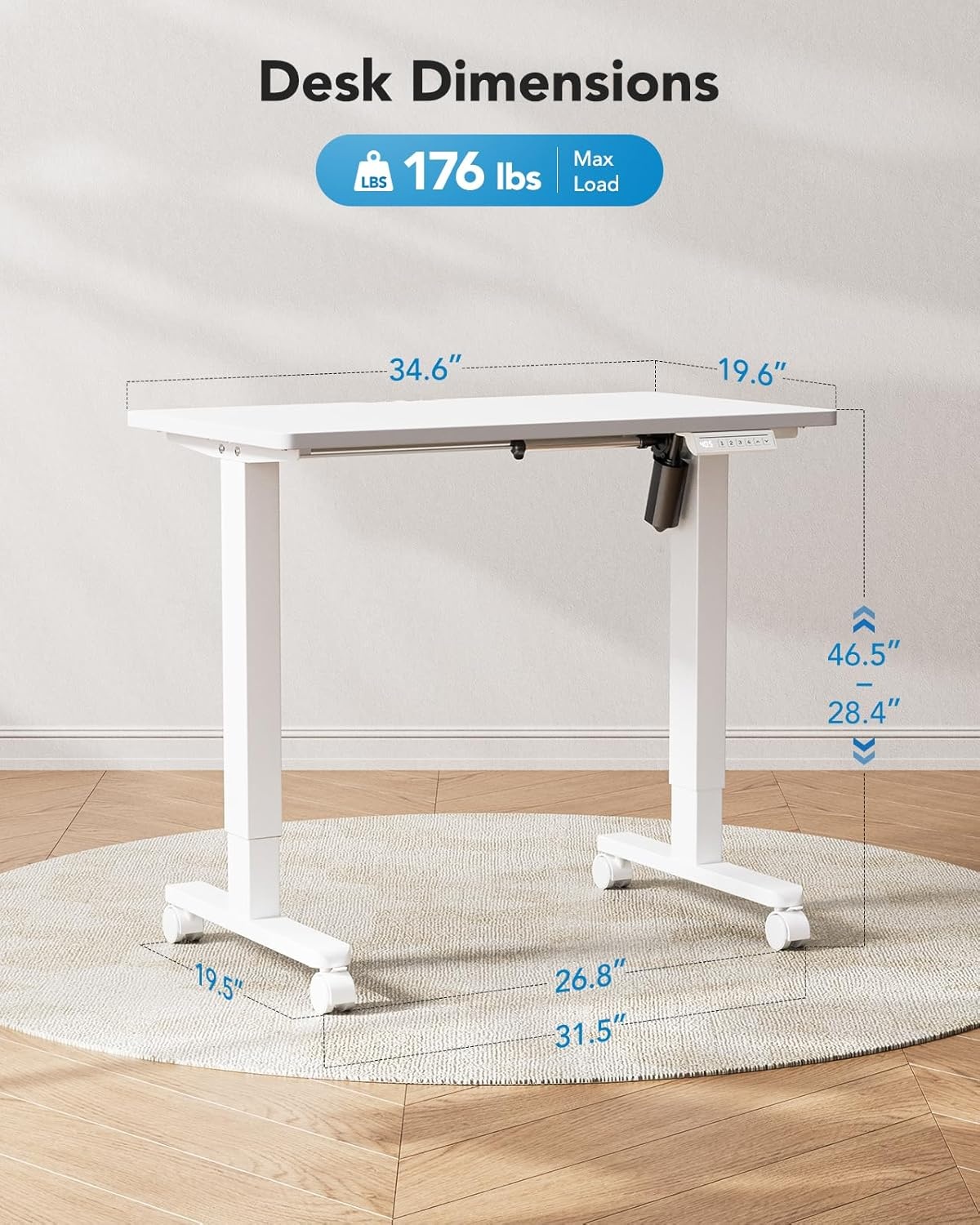 image:imageHUANUO Electric Standing Desk Whole Piece Desktop Adjustable Height Computer Desk 4 Height Memory Settings Sit Stand Up Desk for Home Office 40 x 24 BlackWhite