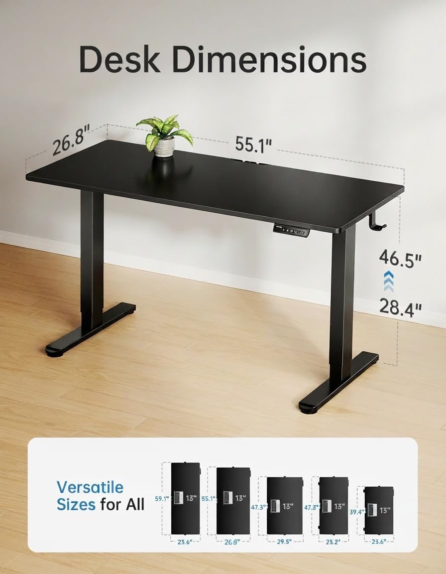 image:imageHUANUO Electric Standing Desk Whole Piece Desktop Adjustable Height Computer Desk 4 Height Memory Settings Sit Stand Up Desk for Home Office 40 x 24 BlackBlack