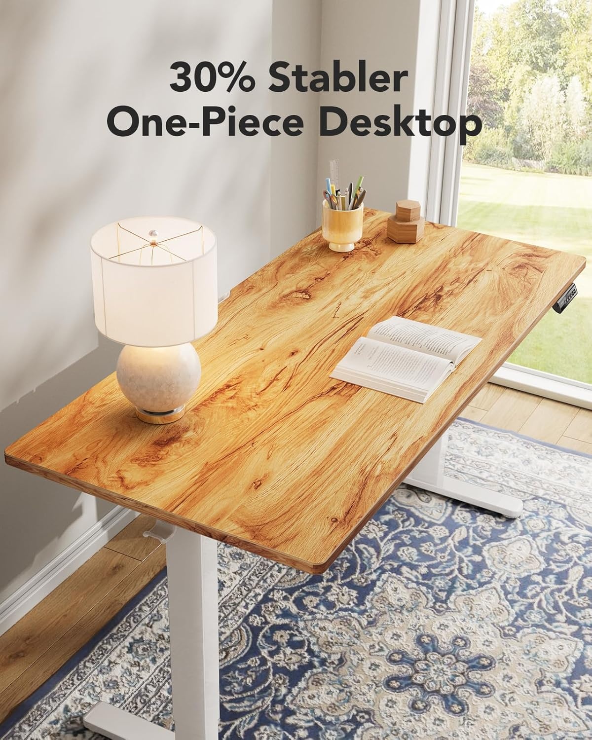 image:imageHUANUO Electric Standing Desk Whole Piece Desktop Adjustable Height Computer Desk 4 Height Memory Settings Sit Stand Up Desk for Home Office 40 x 24 BlackLight Vintage