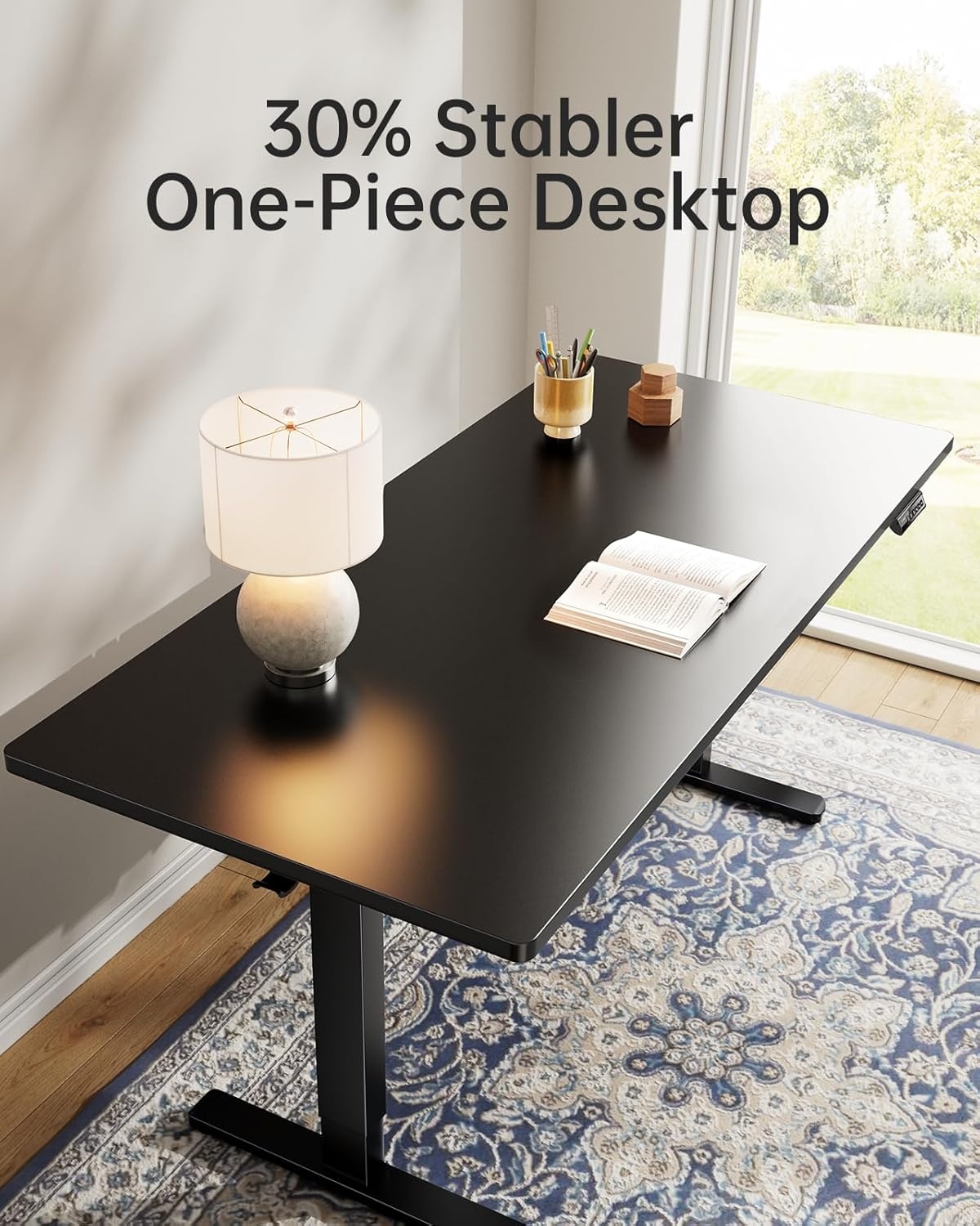 image:imageHUANUO Electric Standing Desk Whole Piece Desktop Adjustable Height Computer Desk 4 Height Memory Settings Sit Stand Up Desk for Home Office 40 x 24 BlackBlack