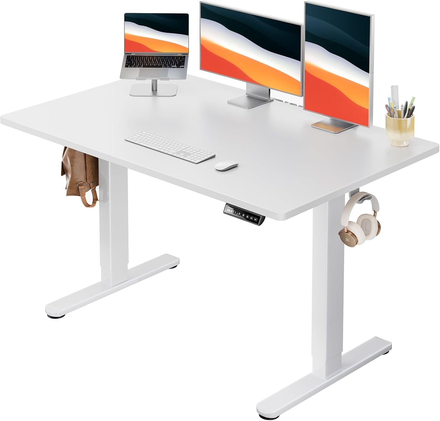 image:imageHUANUO Electric Standing Desk Whole Piece Desktop Adjustable Height Computer Desk 4 Height Memory Settings Sit Stand Up Desk for Home Office 40 x 24 BlackWhite