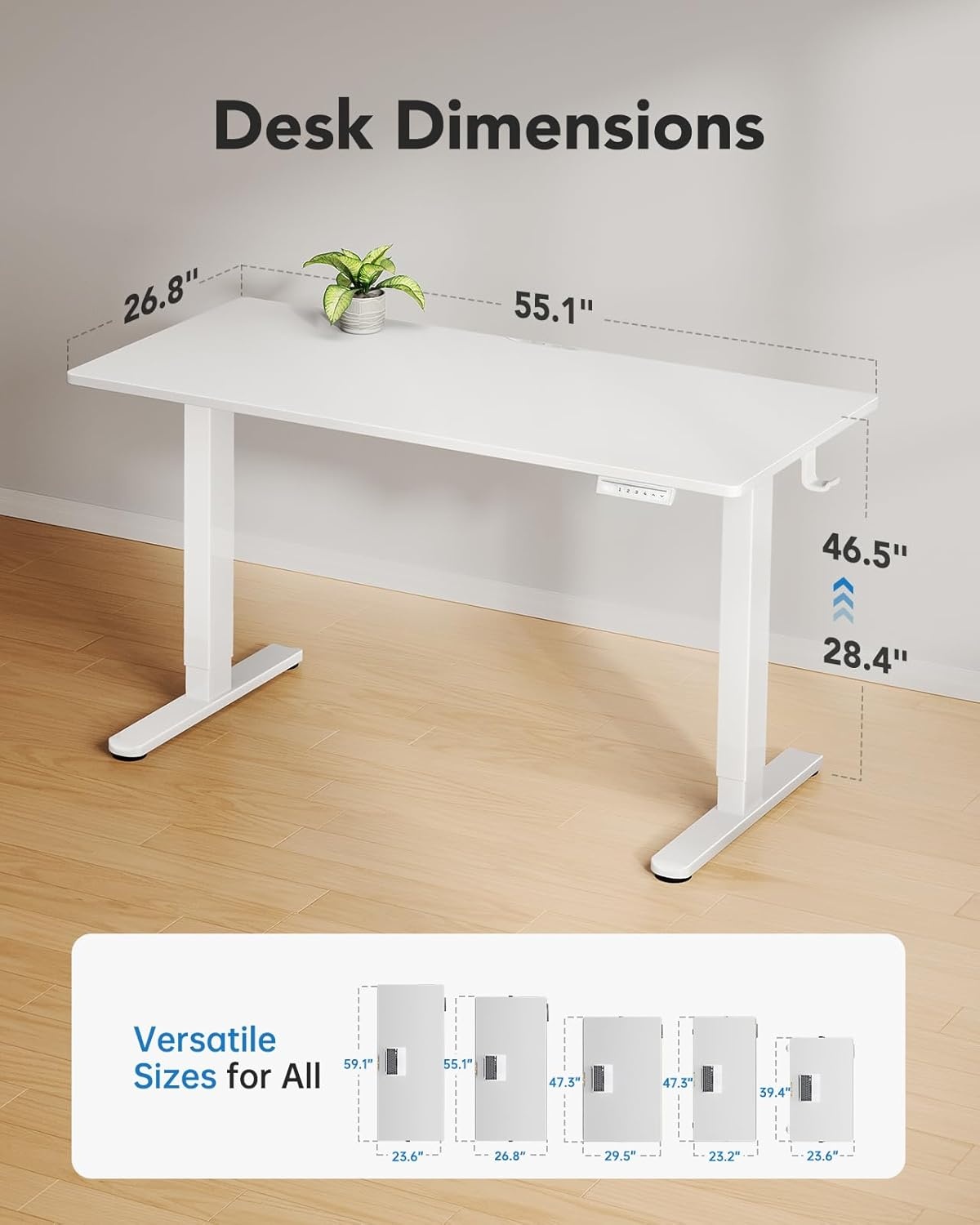 image:imageHUANUO Electric Standing Desk Whole Piece Desktop Adjustable Height Computer Desk 4 Height Memory Settings Sit Stand Up Desk for Home Office 40 x 24 BlackWhite