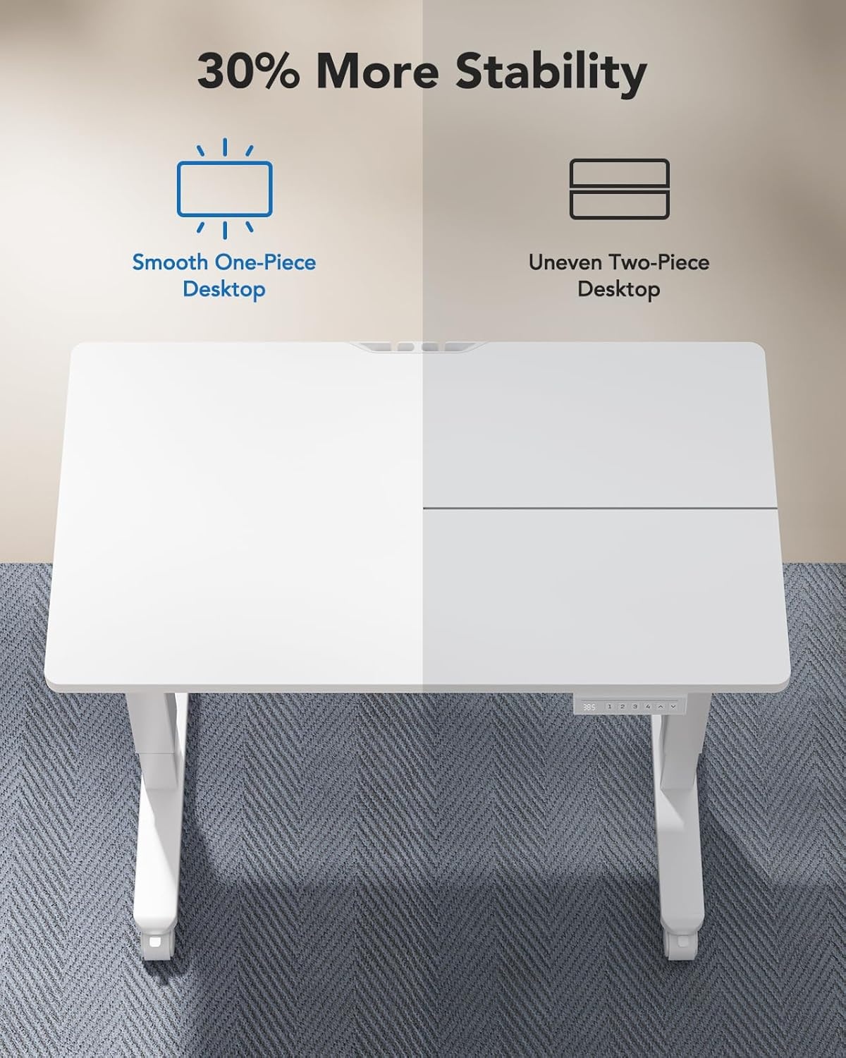 image:imageHUANUO Electric Standing Desk Whole Piece Desktop Adjustable Height Computer Desk 4 Height Memory Settings Sit Stand Up Desk for Home Office 40 x 24 BlackWhite