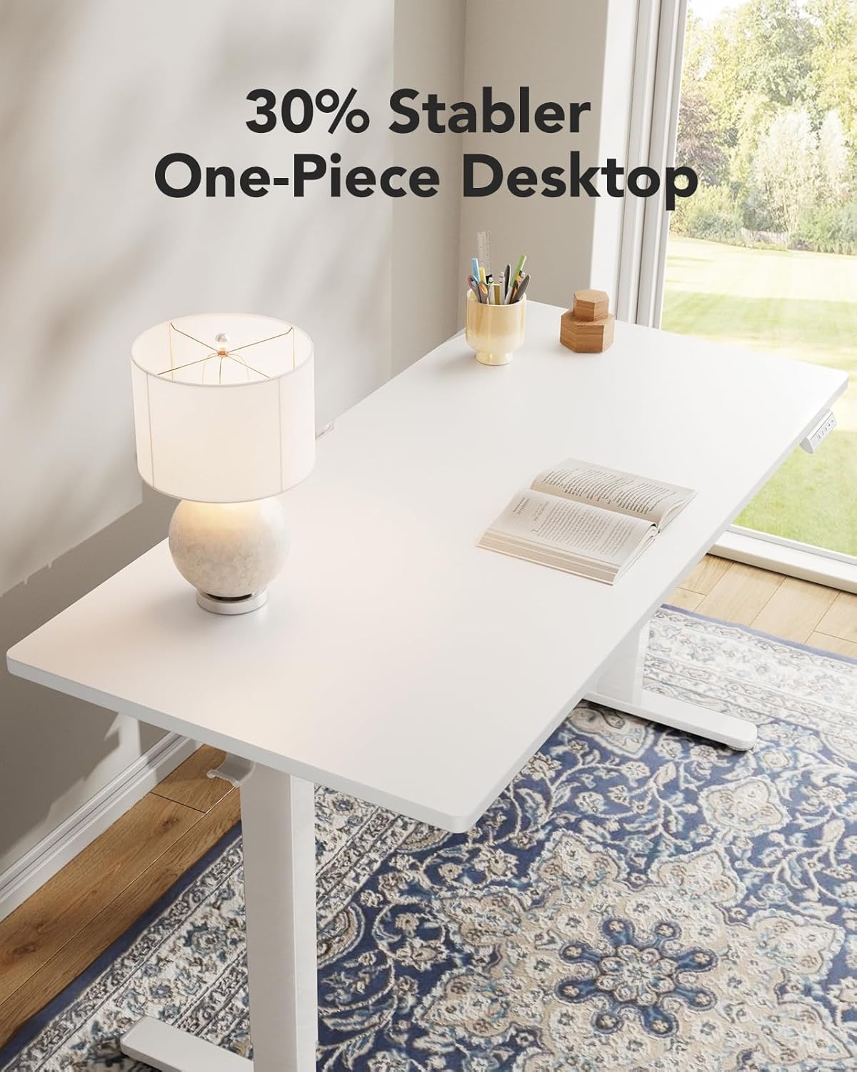 image:imageHUANUO Electric Standing Desk Whole Piece Desktop Adjustable Height Computer Desk 4 Height Memory Settings Sit Stand Up Desk for Home Office 40 x 24 BlackWhite