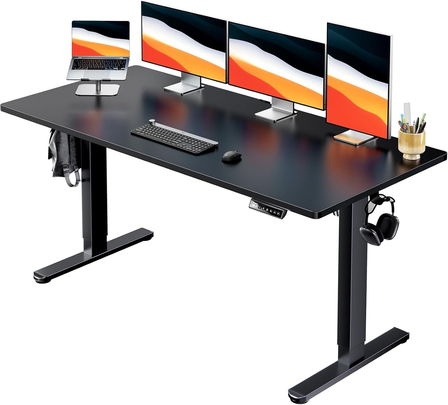 image:imageHUANUO Electric Standing Desk Whole Piece Desktop Adjustable Height Computer Desk 4 Height Memory Settings Sit Stand Up Desk for Home Office 40 x 24 BlackBlack