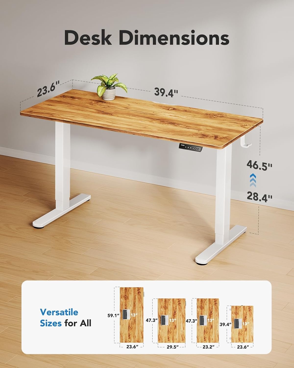 image:imageHUANUO Electric Standing Desk Whole Piece Desktop Adjustable Height Computer Desk 4 Height Memory Settings Sit Stand Up Desk for Home Office 40 x 24 BlackLight Vintage
