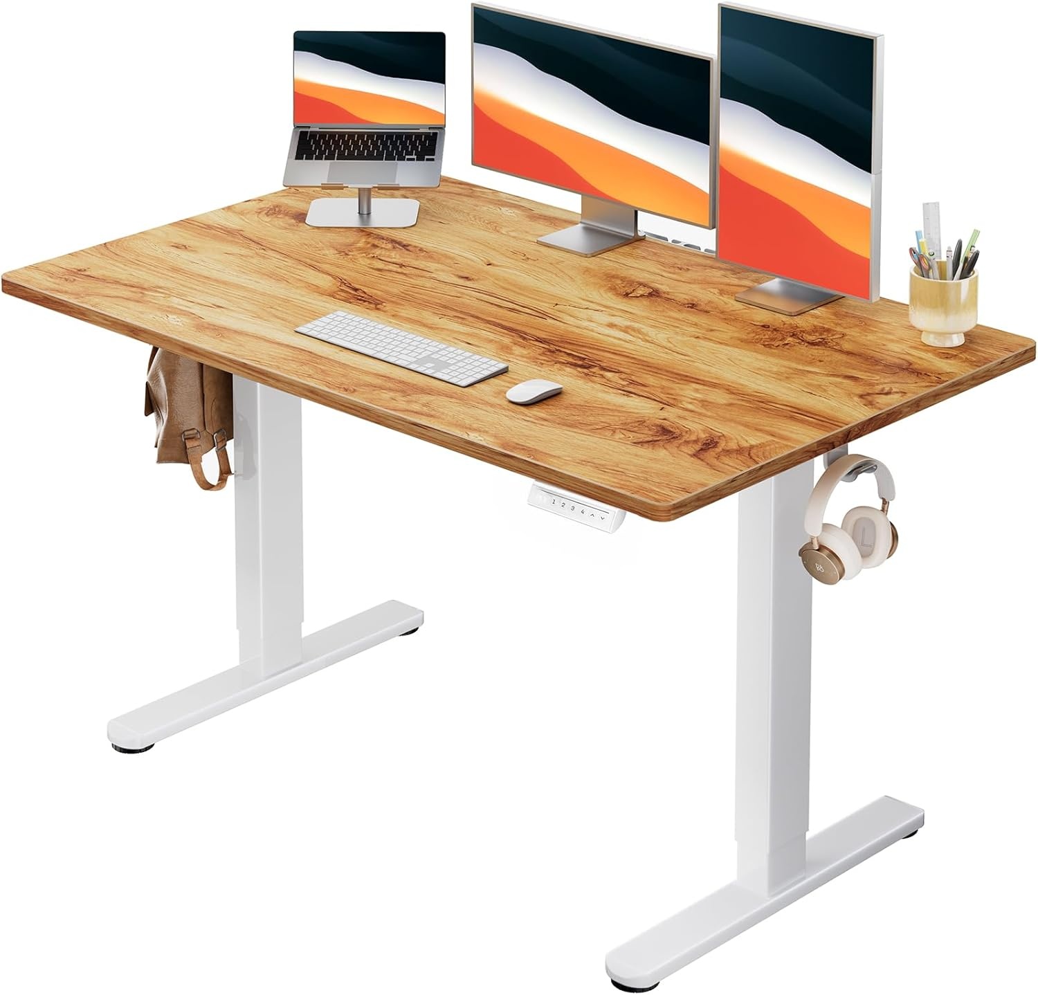 image:imageHUANUO Electric Standing Desk Whole Piece Desktop Adjustable Height Computer Desk 4 Height Memory Settings Sit Stand Up Desk for Home Office 40 x 24 BlackLight Vintage