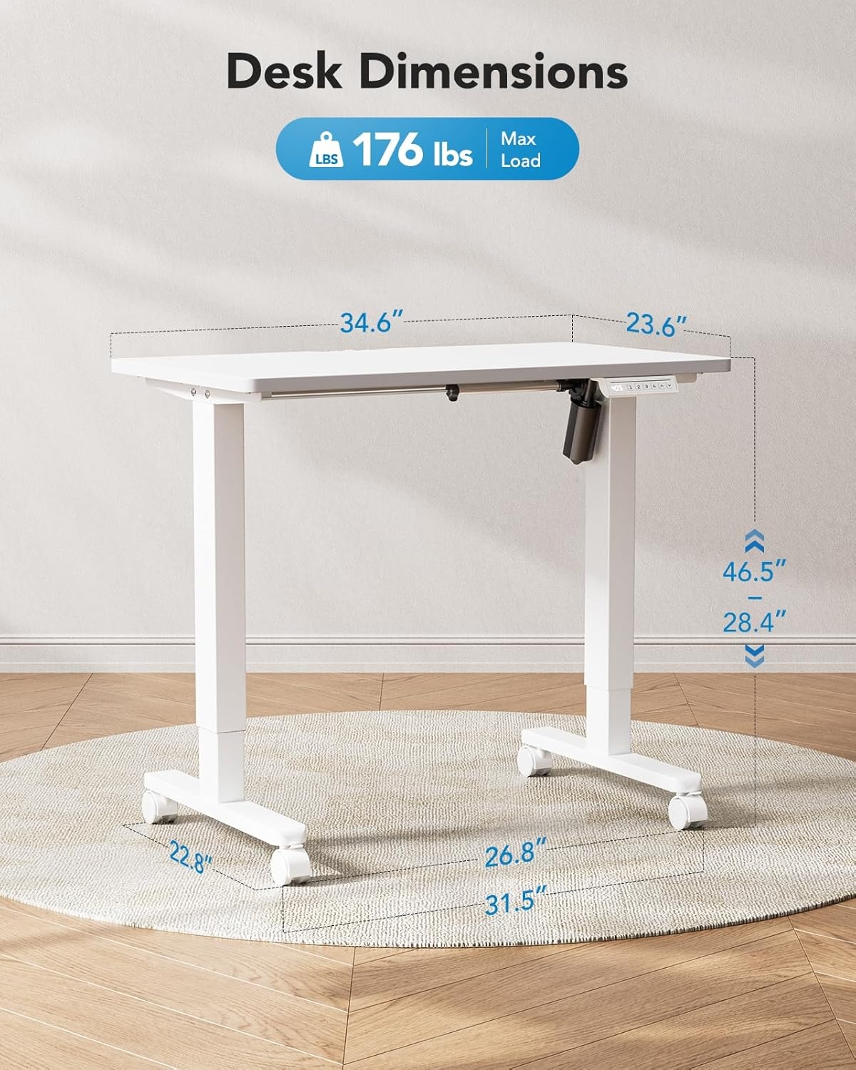 image:imageHUANUO Electric Standing Desk Whole Piece Desktop Adjustable Height Computer Desk 4 Height Memory Settings Sit Stand Up Desk for Home Office 40 x 24 BlackWhite