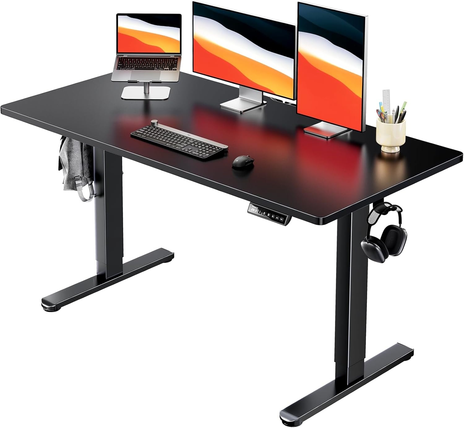image:imageHUANUO Electric Standing Desk Whole Piece Desktop Adjustable Height Computer Desk 4 Height Memory Settings Sit Stand Up Desk for Home Office 40 x 24 BlackBlack