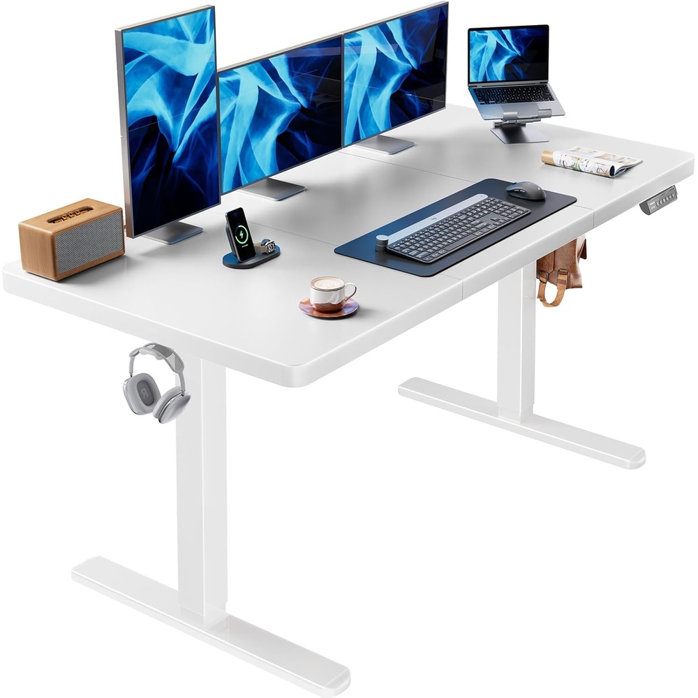 image:imageHUANUO 59x30 Inch 3Stage Legs Electric Standing Desk Large Height Adjustable Office Desk with Brushless Motor Stand Up Desk with 4 Memory Presets amp 2 Hooks Computer Desk for Home Office BlackWhite