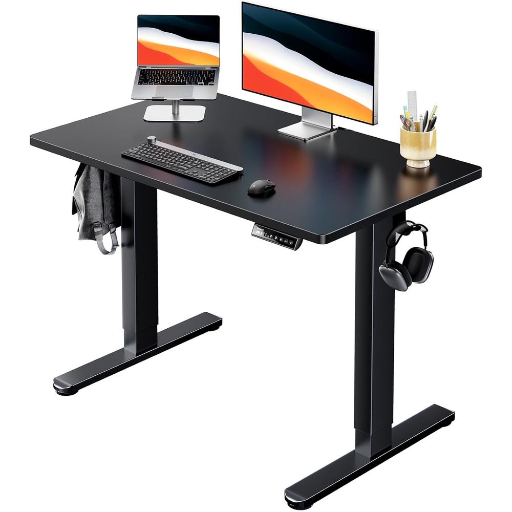 image:imageHUANUO Electric Standing Desk Whole Piece Desktop Adjustable Height Computer Desk 4 Height Memory Settings Sit Stand Up Desk for Home Office 40 x 24 BlackBlack